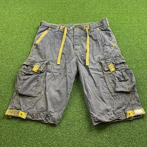 Vintage Y2K Jetlag Gray Ripstop Baggy Skater Cargo Shorts Sz 32